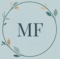 minimalist mf logo in circle with leaves